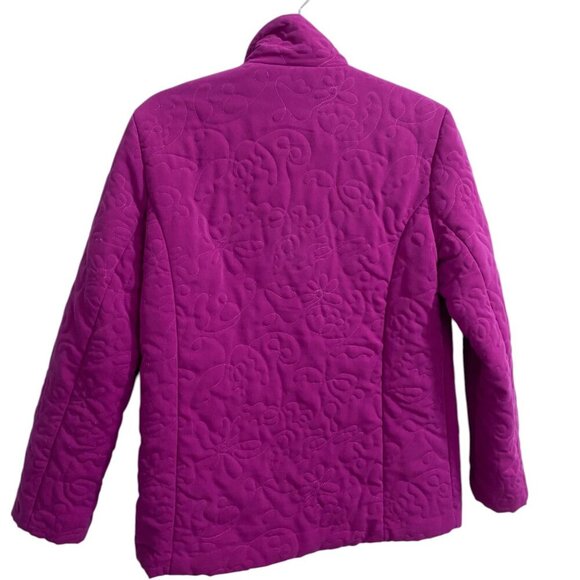 Chico's Pink Quilted Floral Embroidered Jacket winter coat size 0 Small - Picture 2 of 6
